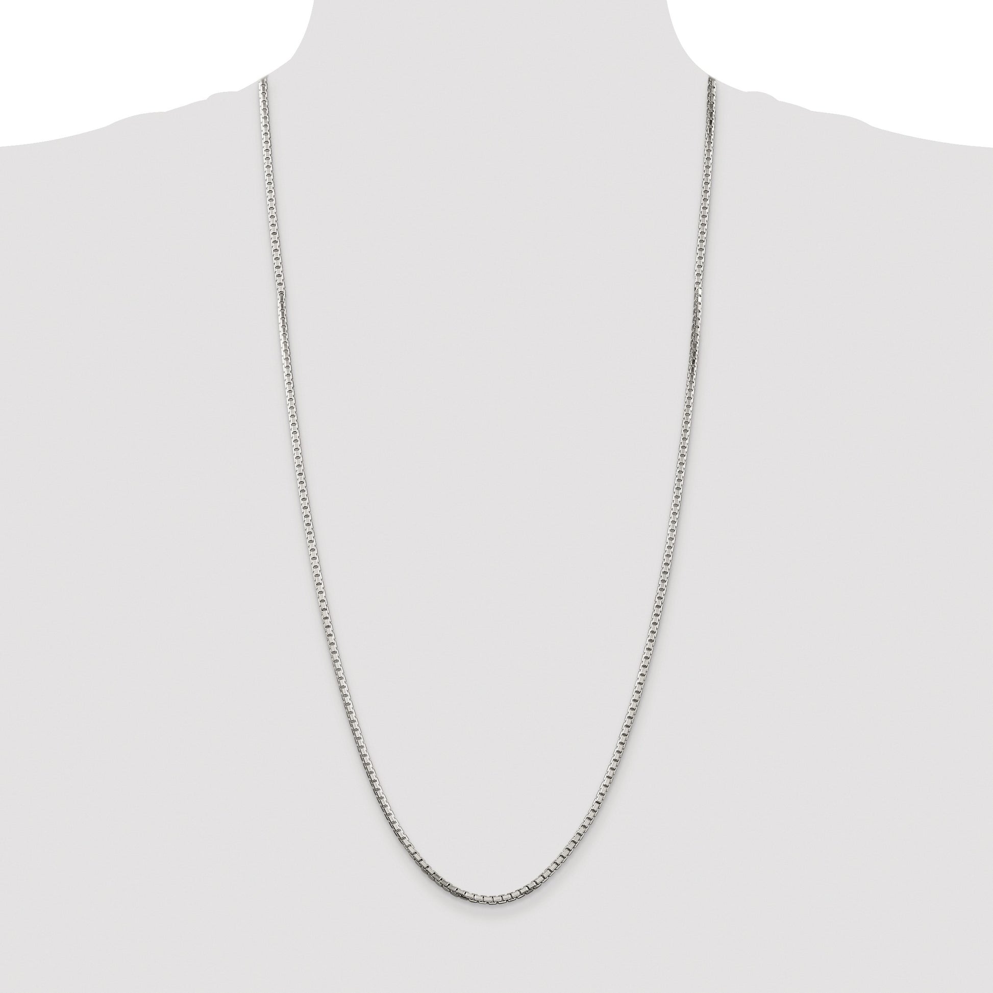 Sterling Silver Rhodium-plated 2.5mm 8 Sided Box Chain