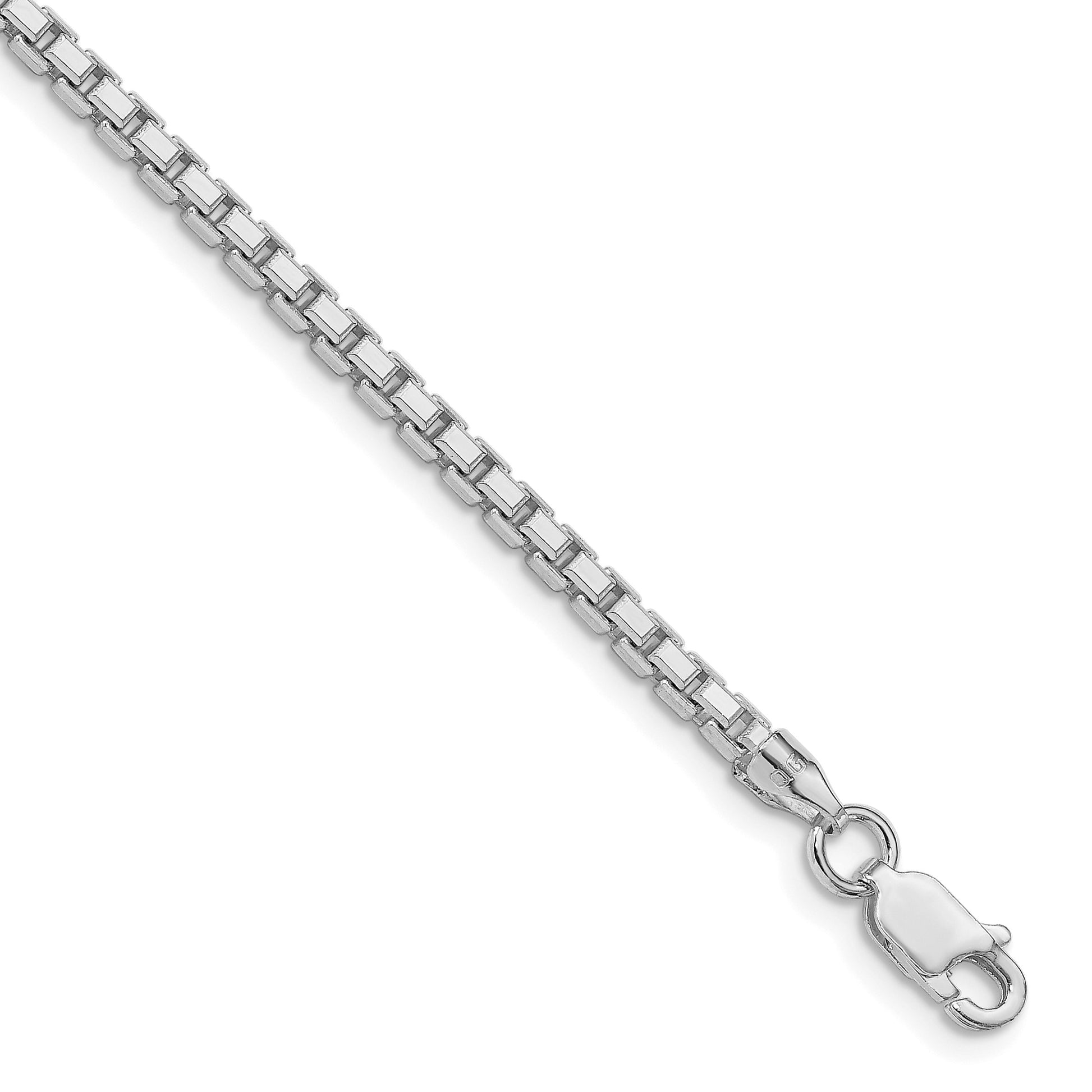 Sterling Silver Rhodium-plated 2.5mm 8 Sided Box Chain