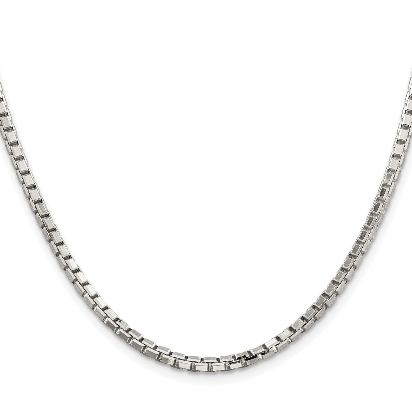 Sterling Silver Rhodium-plated 2.9mm 8 Sided Box Chain