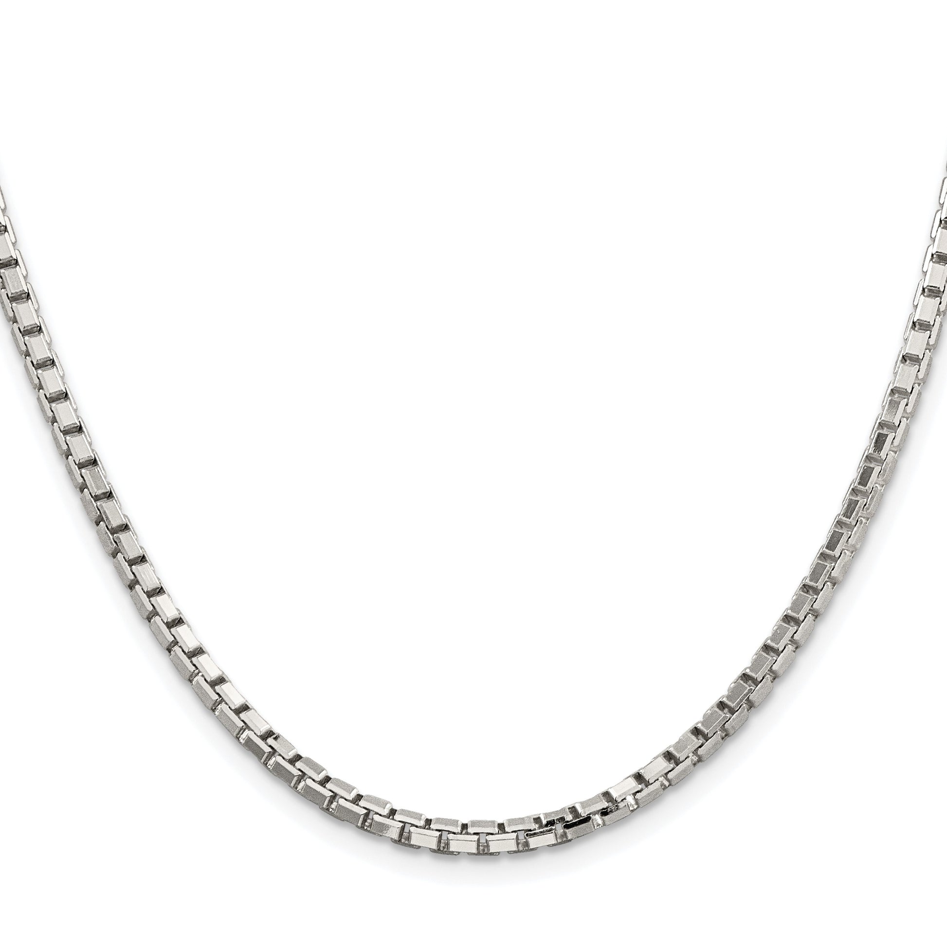 Sterling Silver Rhodium-plated 2.9mm 8 Sided Box Chain