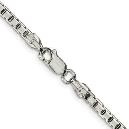 Sterling Silver Rhodium-plated 2.9mm 8 Sided Box Chain