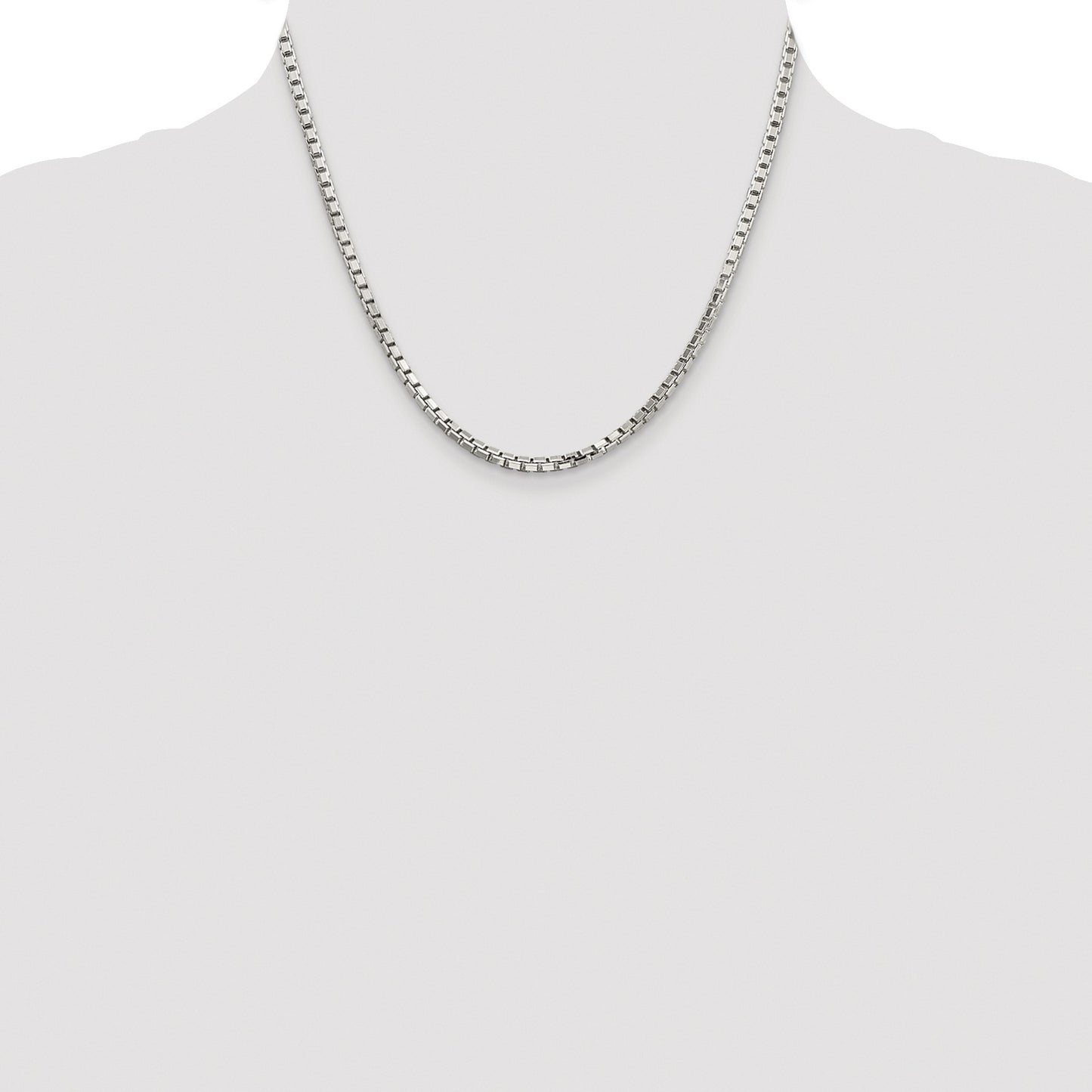 Sterling Silver Rhodium-plated 2.9mm 8 Sided Box Chain