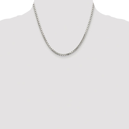 Sterling Silver Rhodium-plated 2.9mm 8 Sided Box Chain