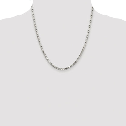 Sterling Silver Rhodium-plated 2.9mm 8 Sided Box Chain