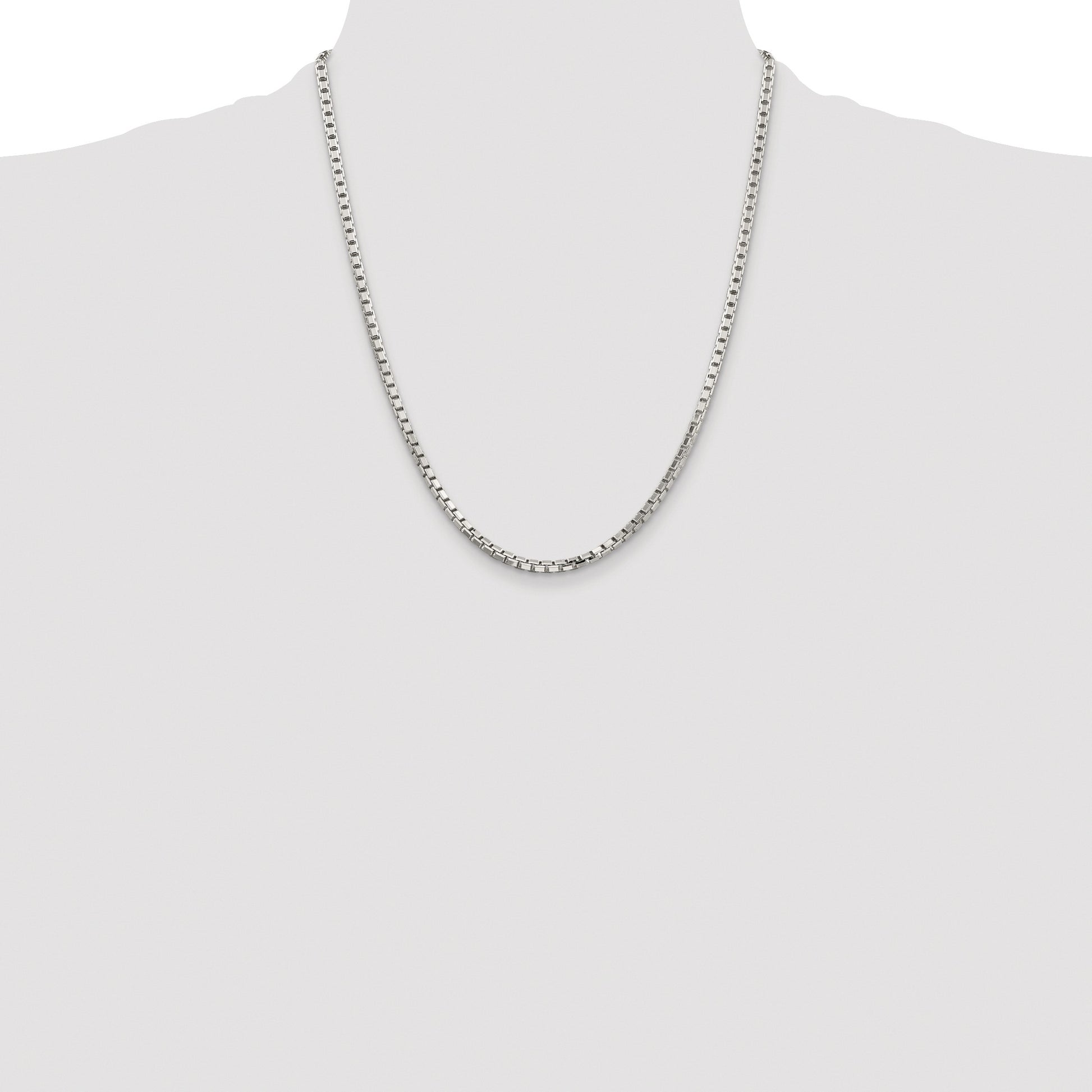 Sterling Silver Rhodium-plated 2.9mm 8 Sided Box Chain