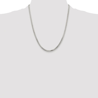 Sterling Silver Rhodium-plated 2.9mm 8 Sided Box Chain