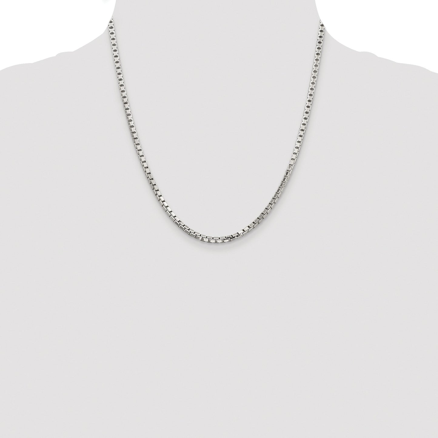 Sterling Silver Rhodium-plated 2.9mm 8 Sided Box Chain