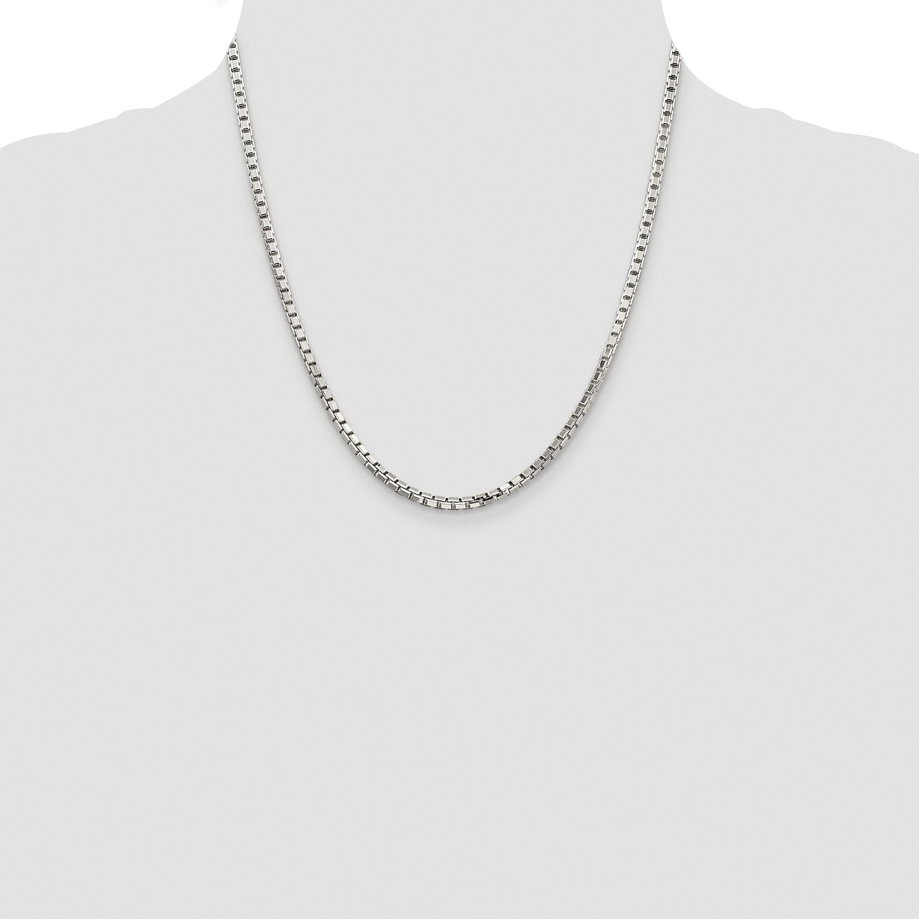 Sterling Silver Rhodium-plated 2.9mm 8 Sided Box Chain
