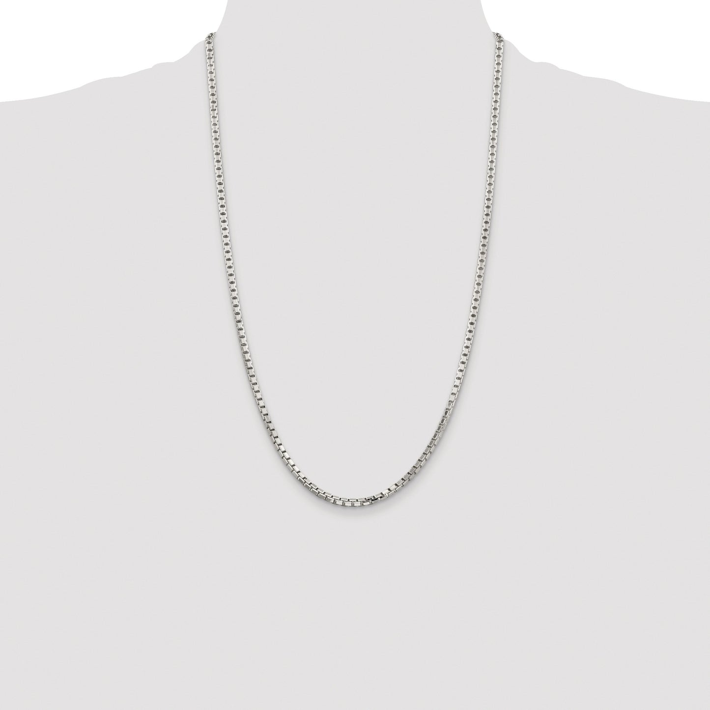 Sterling Silver Rhodium-plated 2.9mm 8 Sided Box Chain