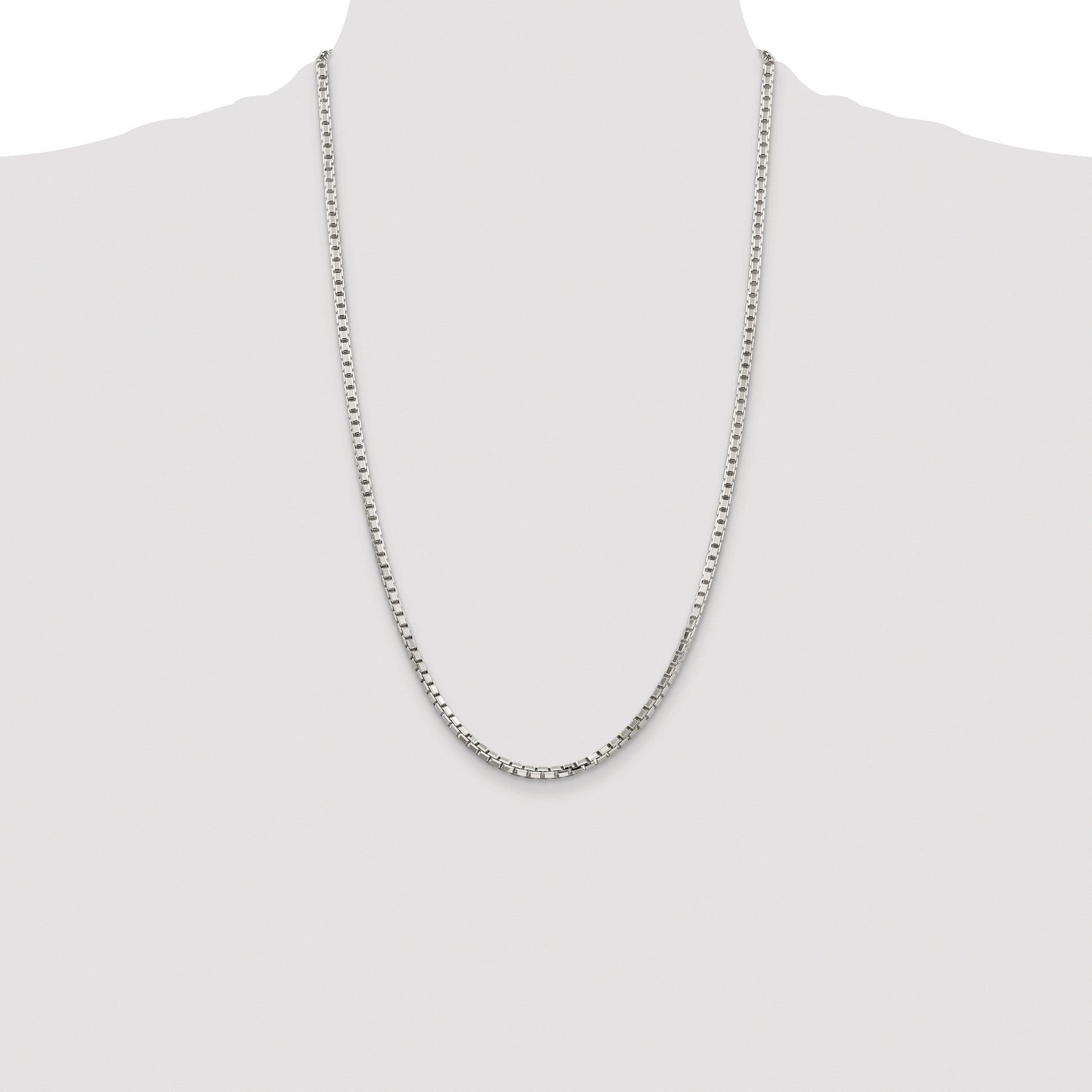 Sterling Silver Rhodium-plated 2.9mm 8 Sided Box Chain