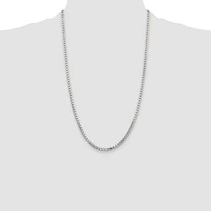 Sterling Silver Rhodium-plated 2.9mm 8 Sided Box Chain