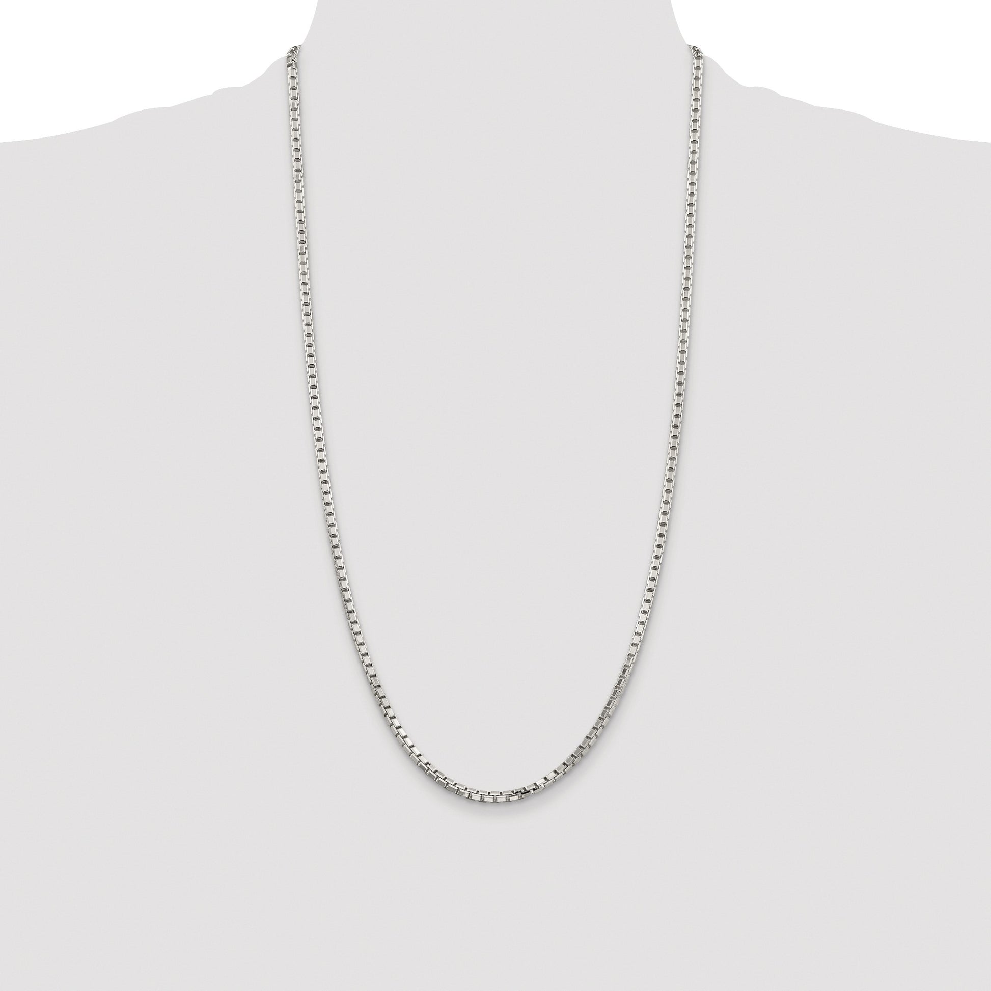 Sterling Silver Rhodium-plated 2.9mm 8 Sided Box Chain
