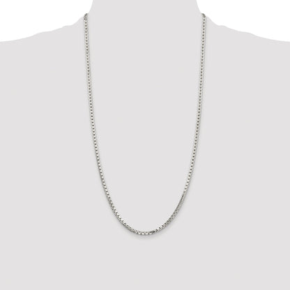 Sterling Silver Rhodium-plated 2.9mm 8 Sided Box Chain