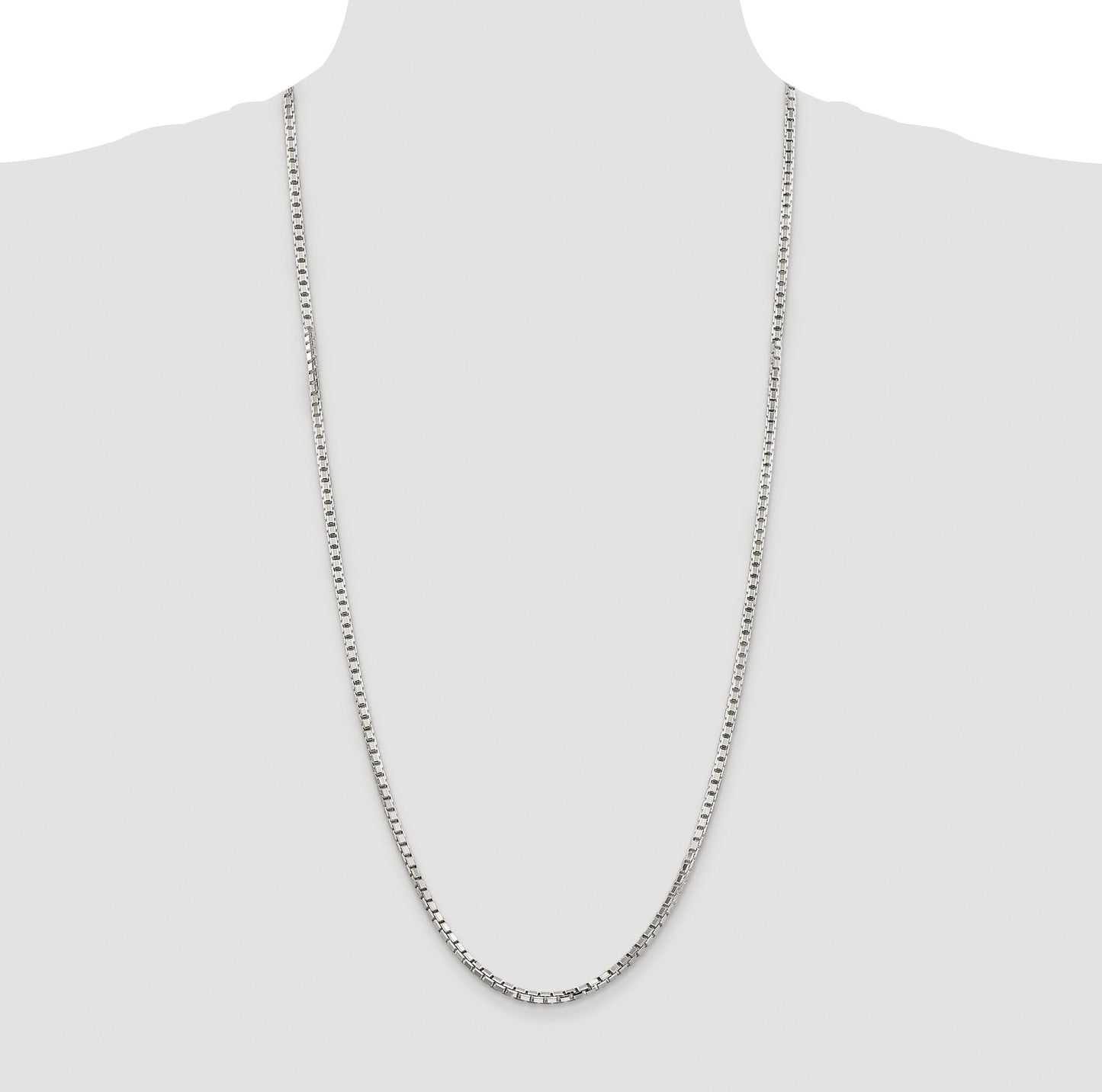 Sterling Silver Rhodium-plated 2.9mm 8 Sided Box Chain