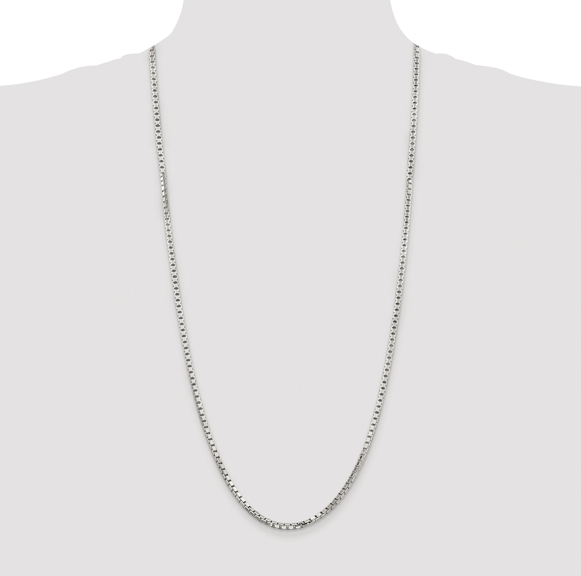 Sterling Silver Rhodium-plated 2.9mm 8 Sided Box Chain