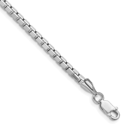 Sterling Silver Rhodium-plated 2.9mm 8 Sided Box Chain