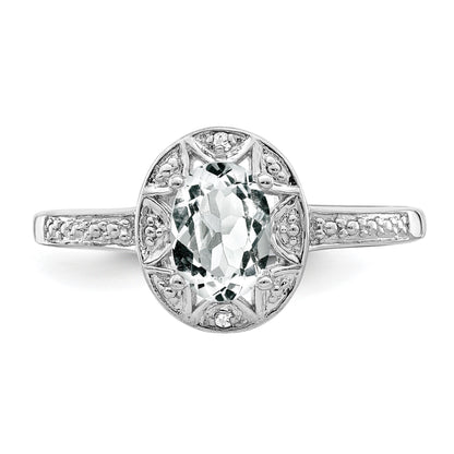 Sterling Silver Rhodium-plated Diam. & White Topaz Ring