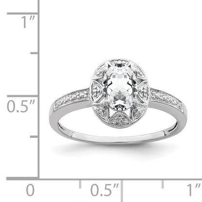 Sterling Silver Rhodium-plated Diam. & White Topaz Ring