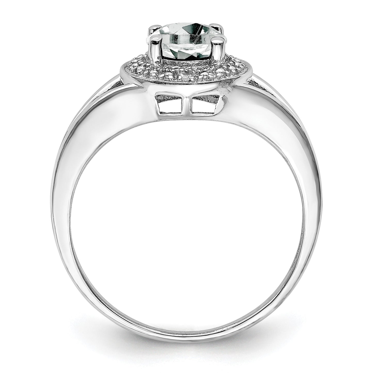 Sterling Silver Rhodium-plated Diam. & White Topaz Ring