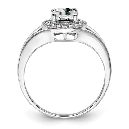Sterling Silver Rhodium-plated Diam. & White Topaz Ring