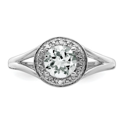 Sterling Silver Rhodium-plated Diam. & White Topaz Ring