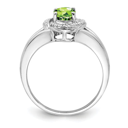Sterling Silver Rhodium-plated Diam. & Peridot Ring