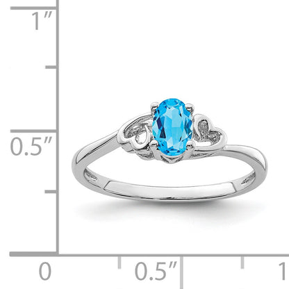 Sterling Silver Rhodium-plated Light Swiss Blue Topaz Ring