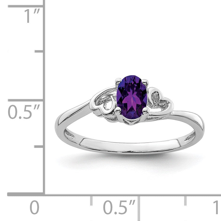 Sterling Silver Rhodium-plated Amethyst Ring