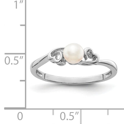 Sterling Silver Rhodium-plated FW Cultured Pearl Ring