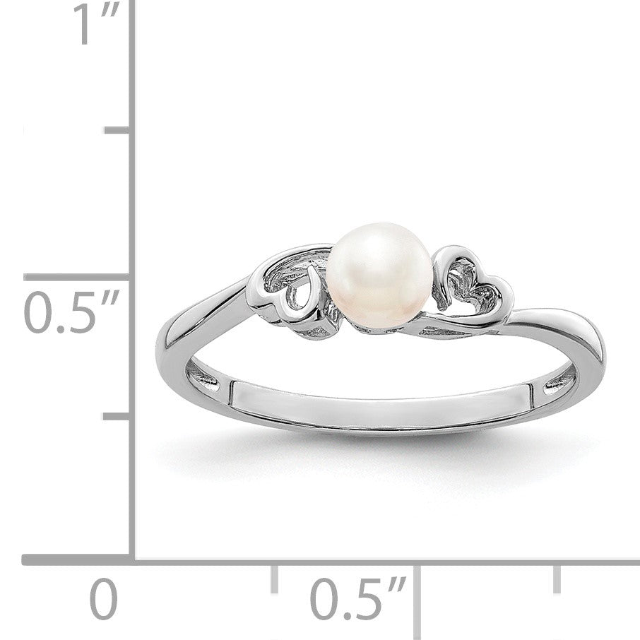 Sterling Silver Rhodium-plated FW Cultured Pearl Ring