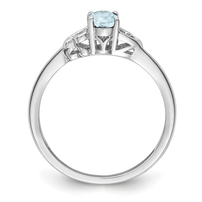 Sterling Silver Rhodium-plated Aquamarine Ring