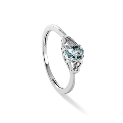 Sterling Silver Rhodium-plated Aquamarine Ring