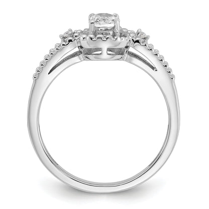 Sterling Silver Rhodium-plated White Topaz & Diam. Ring