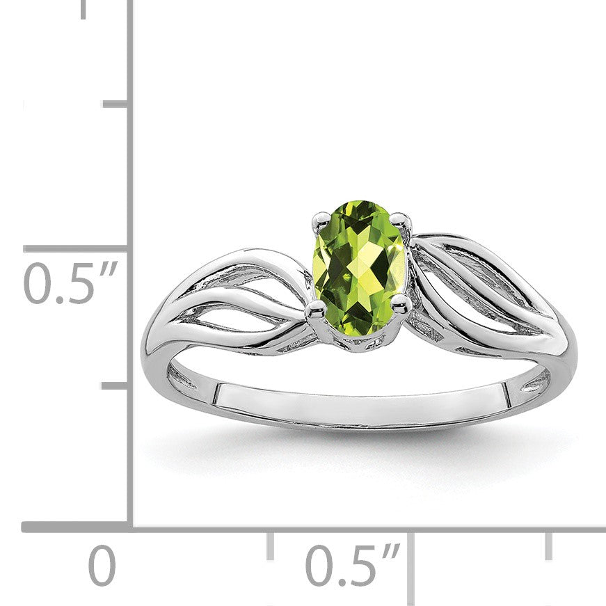 Sterling Silver Rhodium-plated Peridot Ring