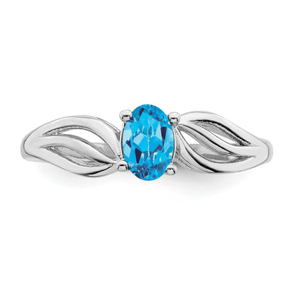 Sterling Silver Rhodium-plated Light Swiss Blue Topaz Ring