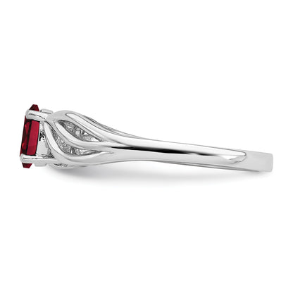 Sterling Silver Rhodium-plated Created Ruby Ring
