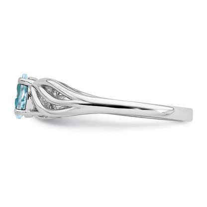 Sterling Silver Rhodium-plated Aquamarine Ring