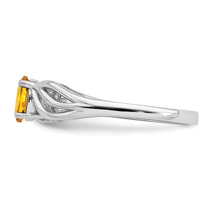 Sterling Silver Rhodium-plated Citrine Ring