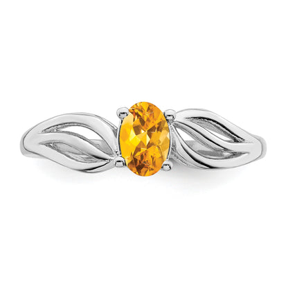 Sterling Silver Rhodium-plated Citrine Ring
