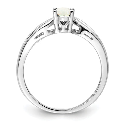 Sterling Silver Rhodium-plated Created Opal Ring