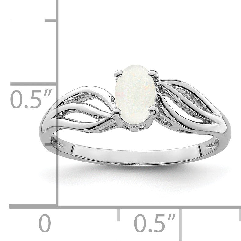Sterling Silver Rhodium-plated Created Opal Ring
