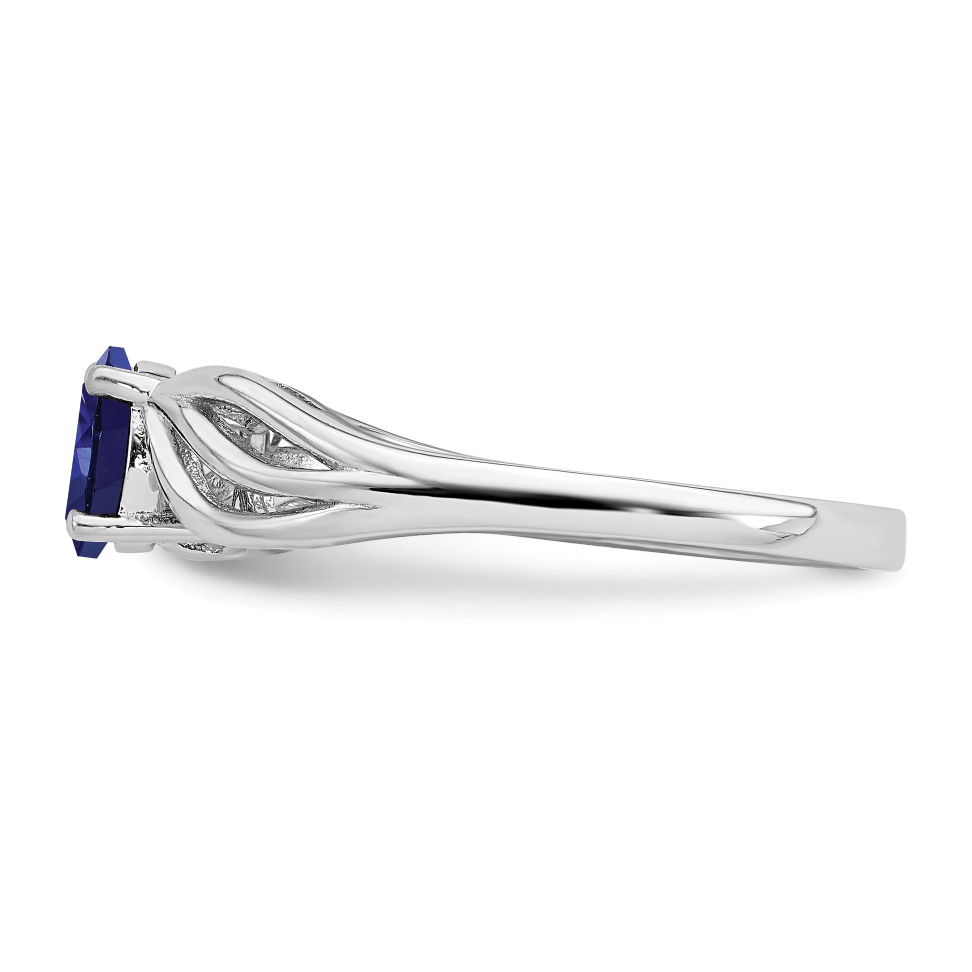 Sterling Silver Rhodium-plated Created Sapphire Ring