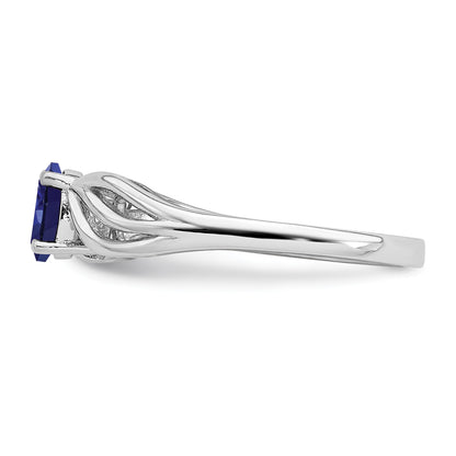 Sterling Silver Rhodium-plated Created Sapphire Ring