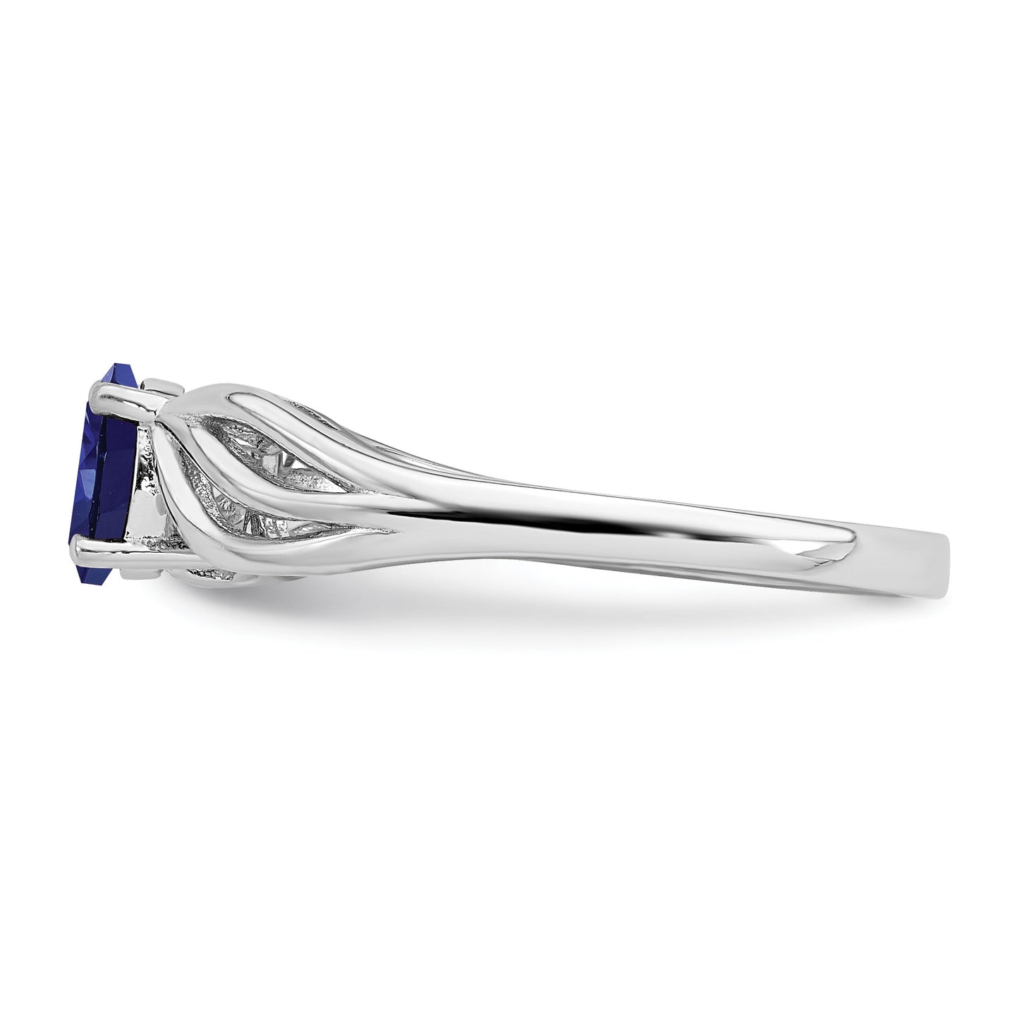 Sterling Silver Rhodium-plated Created Sapphire Ring