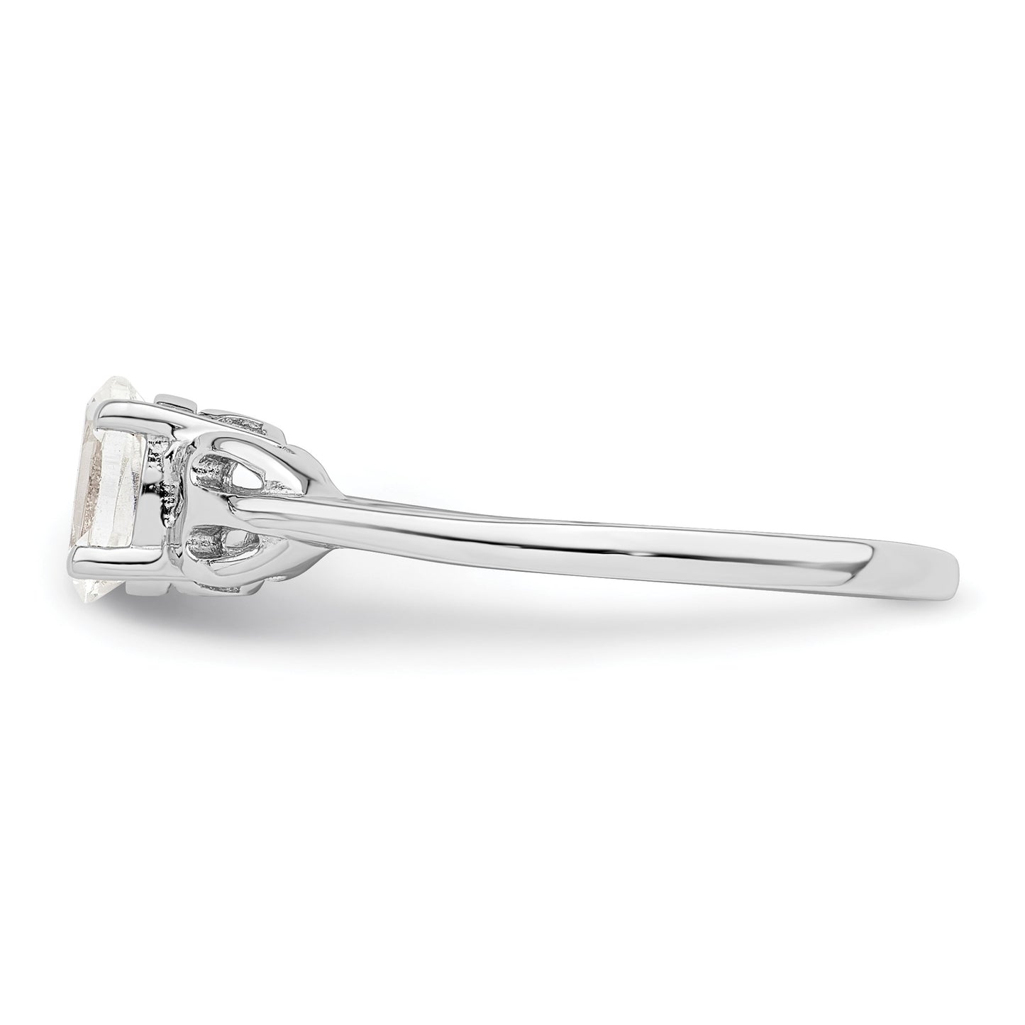 Sterling Silver Rhodium-plated White Topaz Ring