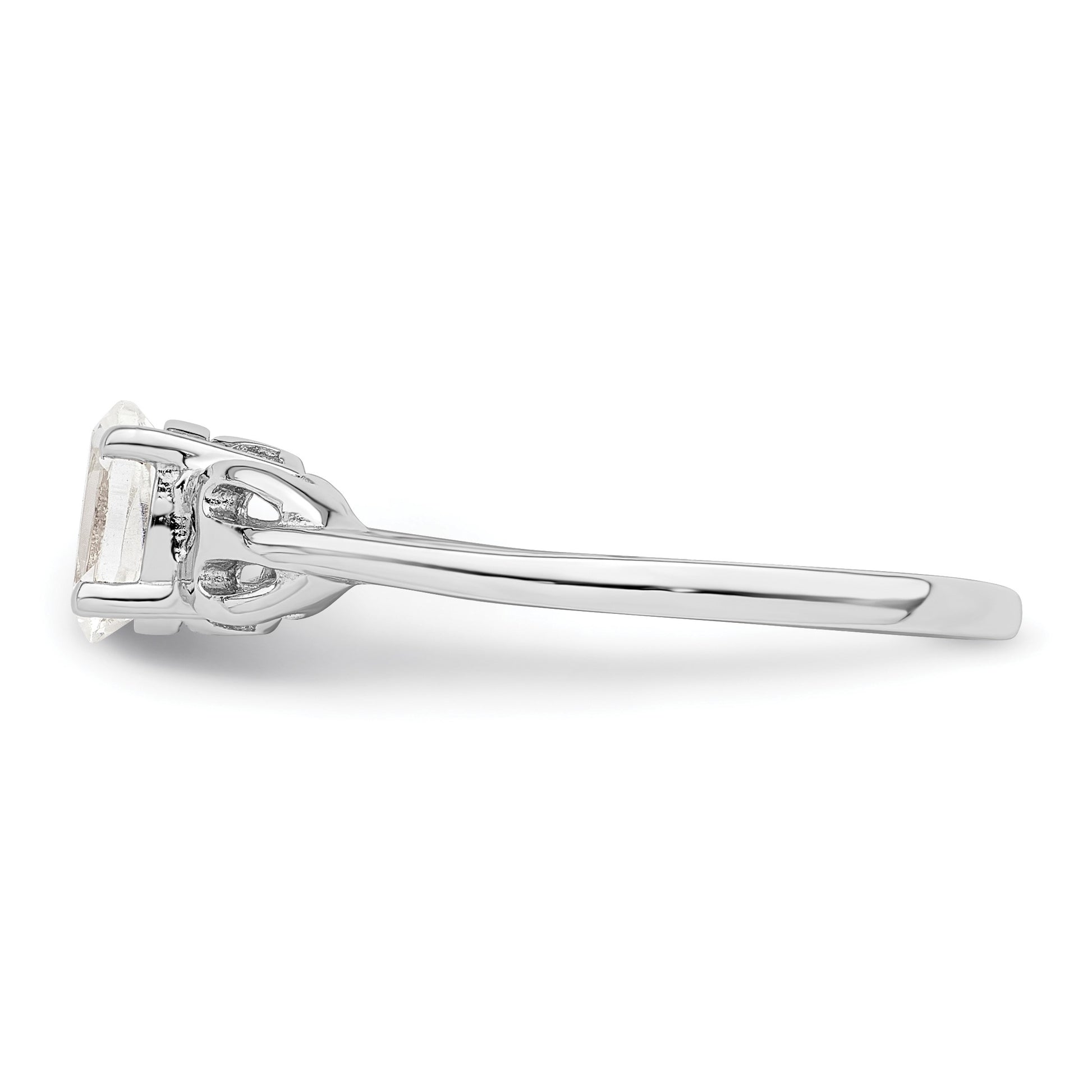 Sterling Silver Rhodium-plated White Topaz Ring