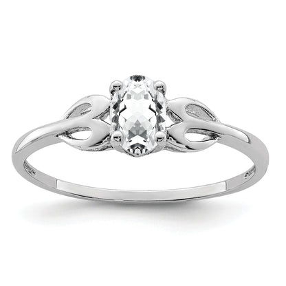 Sterling Silver Rhodium-plated White Topaz Ring