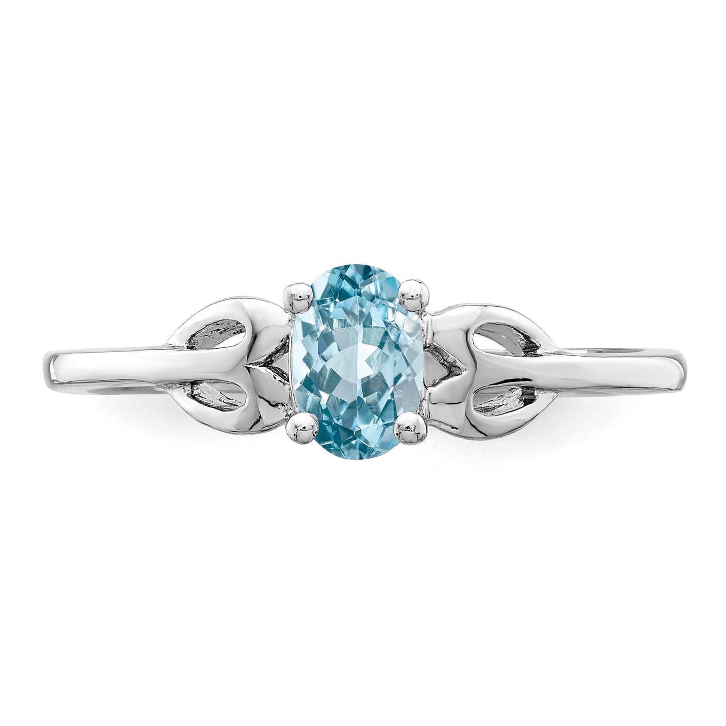 Sterling Silver Rhodium-plated Light Swiss Blue Topaz Ring