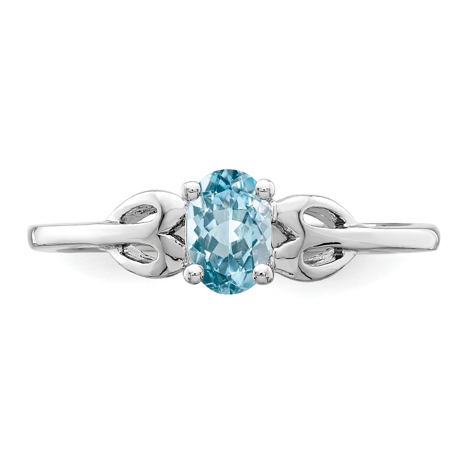 Sterling Silver Rhodium-plated Light Swiss Blue Topaz Ring