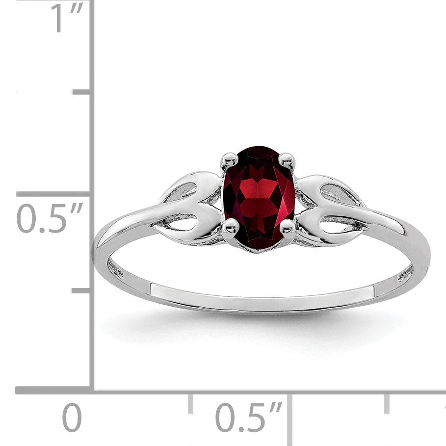 Sterling Silver Rhodium-plated Garnet Ring
